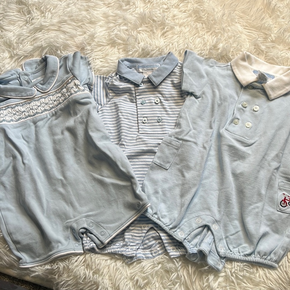 Set of 3. Janie and Jack rompers. Size 0-3 months